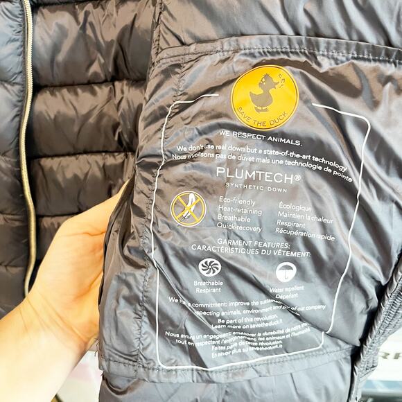 Save The Duck Mei Faux Fur Collar Puffer Coat Jacket Black XS - Picture 7 of 10